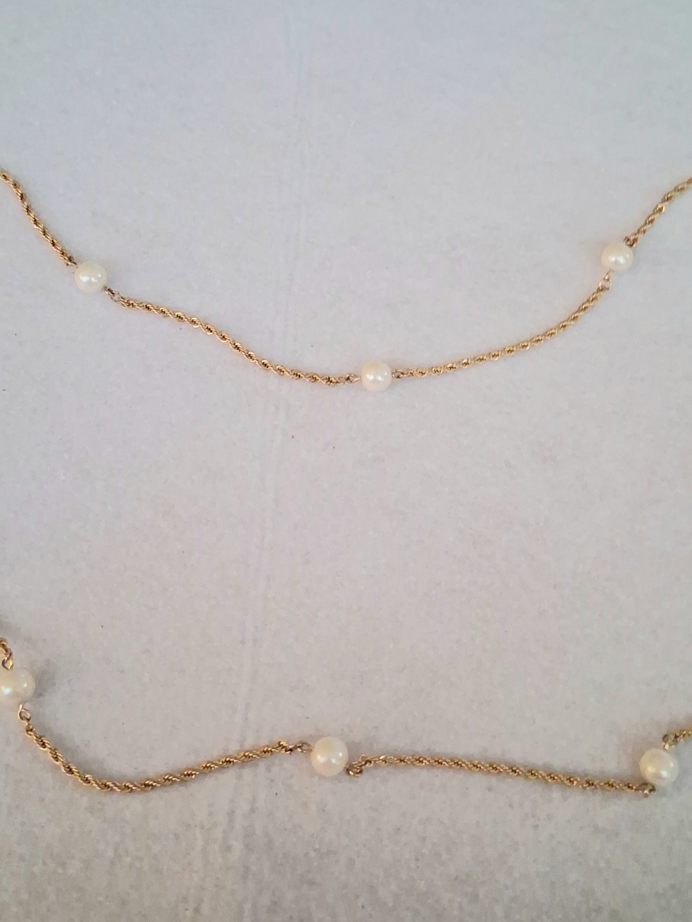 Vintage Gold Tone Pearl 14 1/2" Long Rope Necklace - Women Jewelry - Picture 2 of 4